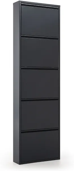 Ode, Schuhregal, schwarz, H169x50x15 cm